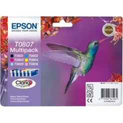 Epson T0807 "Kolibri" Claria Photographic Ink Multi Pack 6 Farben (S/C/M/G/LM/LC) 44.4ml