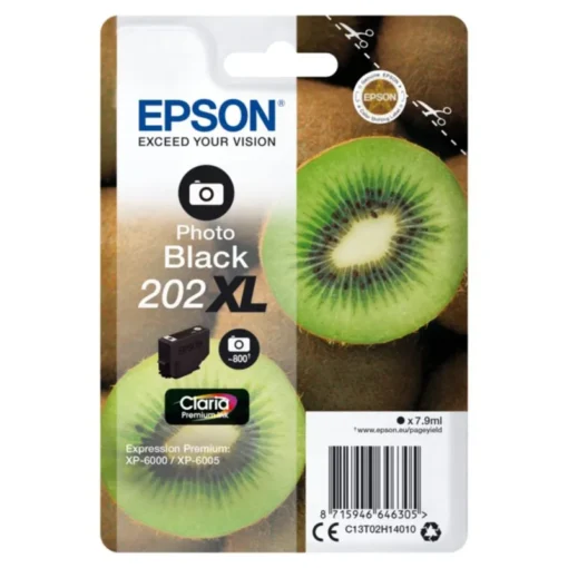 Epson T02H1 "Kiwi" Clara Premium XL Ink Single Pack Photo Schwarz 7.9ml