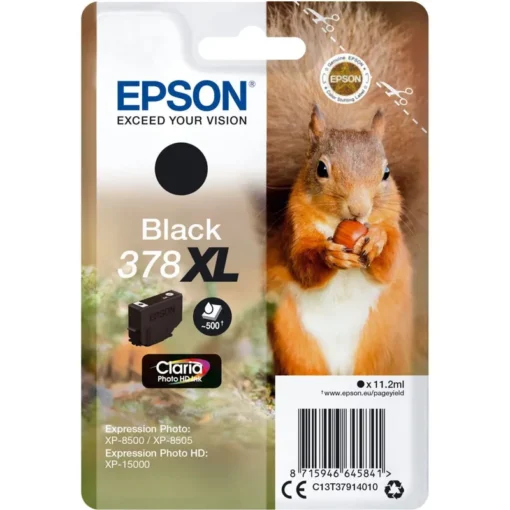 Epson T3791 "Eichhörnchen" Clara Photo HD XL Ink Single Pack Schwarz 11.2ml