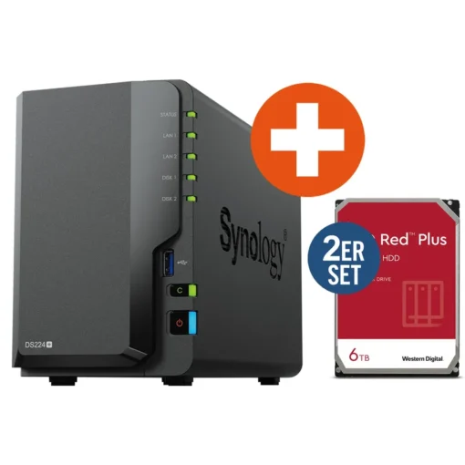 Synology Diskstation DS224+ NAS System 2-Bay inkl. 2x 6 TB WD Red Plus WD60EFPX