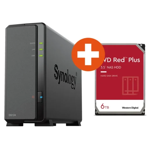 Synology Diskstation DS124 NAS System 1-Bay inkl. 6 TB WD Red Plus WD60EFPX