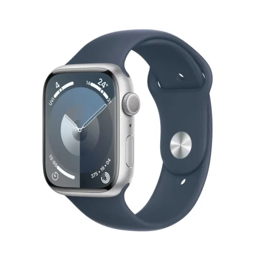 Apple Watch Series 9 Aluminium 45mm silber (Sportarmband sturmblau) S/M