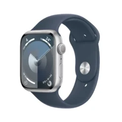 Apple Watch Series 9 Aluminium 45mm silber (Sportarmband sturmblau) M/L