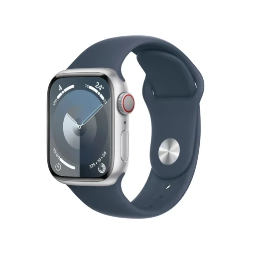 Apple Watch Series 9 Cellular Aluminium 41mm silber (Sportarmband sturmblau) M/L