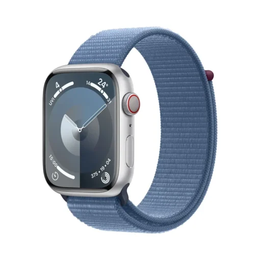 Apple Watch Series 9 Cellular Aluminium 45mm silber (Sport Loop winterblau)