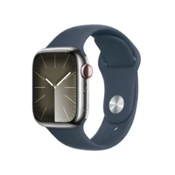 Apple Watch Series 9 Cellular Edelstahl 41mm silber (Sportarmband sturmblau) M/L