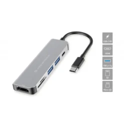 Conceptronic DONN02G Multifunktionaler 6-in-1 USB Adapter USB-A 3.0 x 2 USB-C PD