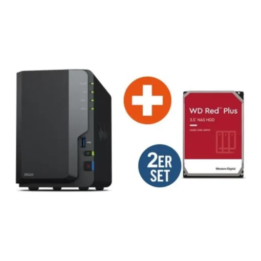 Synology Diskstation DS223 NAS System 2-Bay inkl. 2x 8TB WD Red Plus WD80EFPX