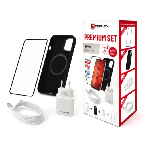 DISPLEX Set Apple iPhone 15Plus Glas(10H)+Case+Kabel+Netzteil