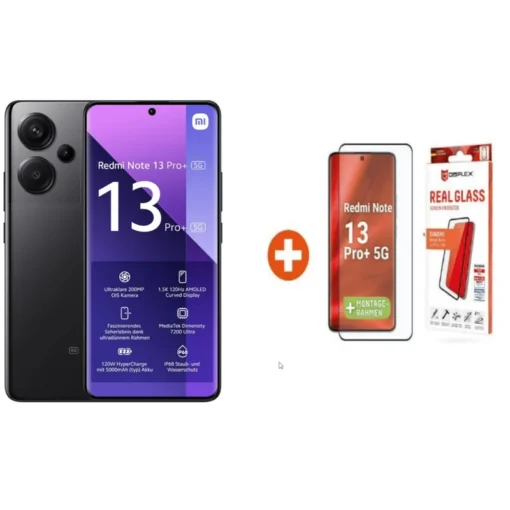 Xiaomi Redmi Note 13 Pro+ 5G 12/512GB Dual-SIM Smartphone midnight black + Displex Real Glass